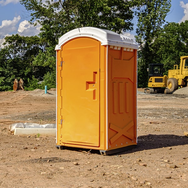 how often are the porta potties cleaned and serviced during a rental period in Crystal Lakes MO